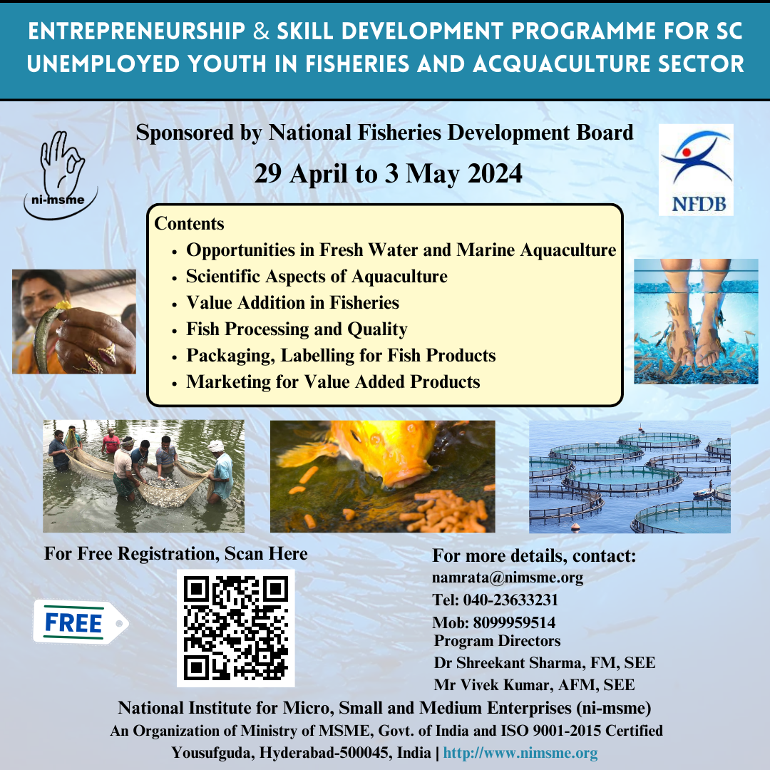 Entrepreneurship & Skill Development Programme for Scheduled Caste Unemployed Youth in Fisheries and Aquaculture Sector