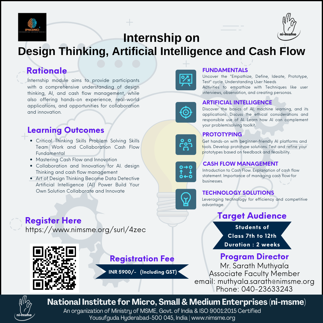 Internship Program on Design Thinking, Artificial Intelligence, and Cash Flow
